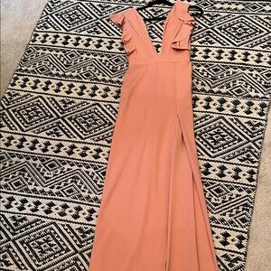 Nasty Gal Coral Ruffle Jumpsuit